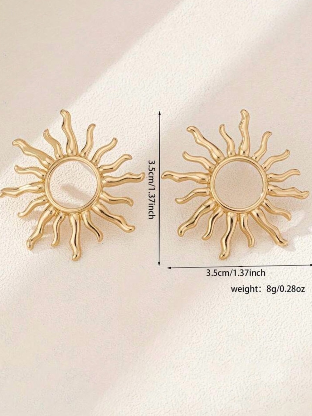 Gold Sunburst Earrings - Women Jewelry - Picture 5 of 5